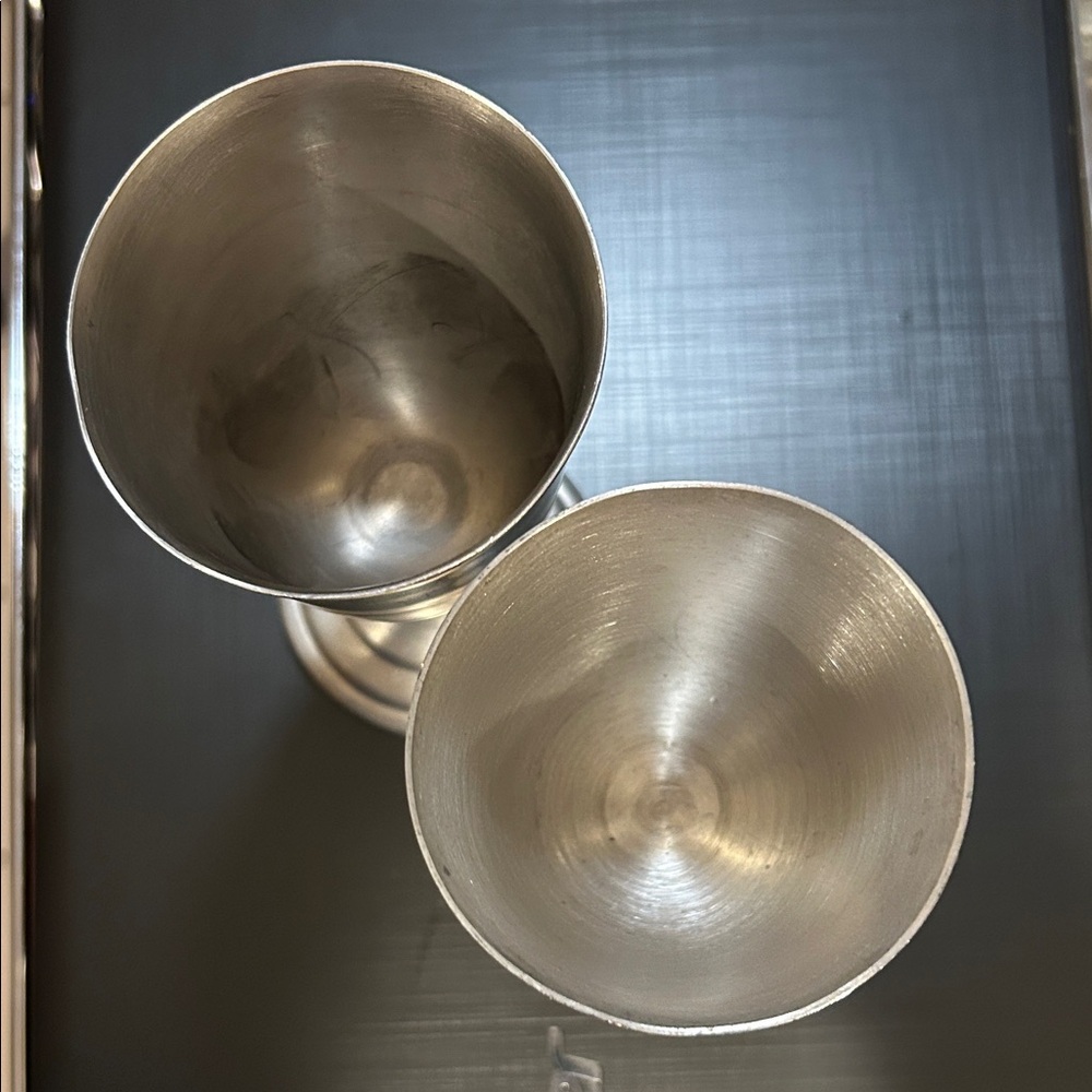 Pair of Pewter Wedding/Wine Goblets - Picture 4 of 5